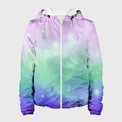 Куртка с капюшоном женская Космический бледный розово-синий, цвет: 3D-белый