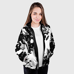 Куртка с капюшоном женская Белый с чёрной абстракцией, цвет: 3D-черный — фото 2