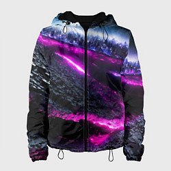 Куртка с капюшоном женская Фентази город неон, цвет: 3D-черный
