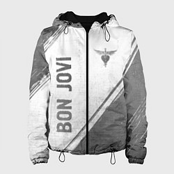 Куртка с капюшоном женская Bon Jovi - white gradient вертикально, цвет: 3D-черный