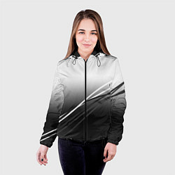Куртка с капюшоном женская Градиент с полосами из белого в тёмный, цвет: 3D-черный — фото 2