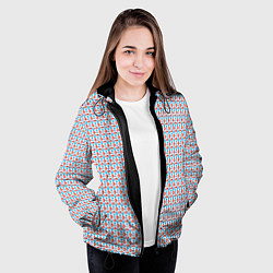Куртка с капюшоном женская Красно-синие фигуры на белом фоне, цвет: 3D-черный — фото 2