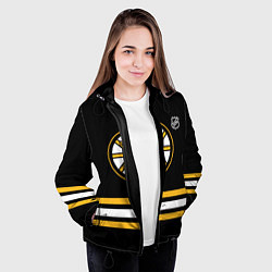 Куртка с капюшоном женская Бостон Брюинз хоккей, цвет: 3D-черный — фото 2