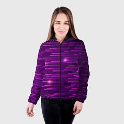 Куртка с капюшоном женская Цветные светящиеся полосы, цвет: 3D-черный — фото 2