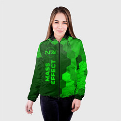 Куртка с капюшоном женская Mass Effect - green gradient по-вертикали, цвет: 3D-черный — фото 2