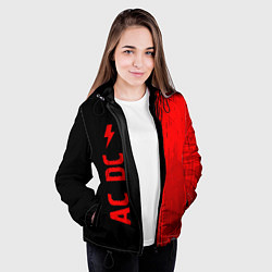 Куртка с капюшоном женская AC DC - red gradient по-вертикали, цвет: 3D-черный — фото 2