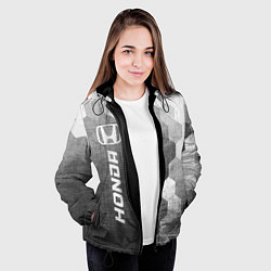 Куртка с капюшоном женская Honda - grey gradient по-вертикали, цвет: 3D-черный — фото 2