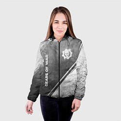 Куртка с капюшоном женская Gears of War - grey gradient вертикально, цвет: 3D-черный — фото 2