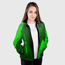 Куртка с капюшоном женская Twenty One Pilots - green gradient вертикально, цвет: 3D-черный — фото 2