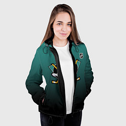 Куртка с капюшоном женская Анахайм Дакс - зеленый градиент, цвет: 3D-черный — фото 2