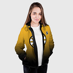 Куртка с капюшоном женская Бостон Брюинз - геометрический градиент, цвет: 3D-черный — фото 2