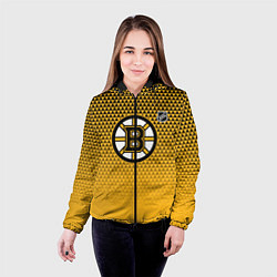 Куртка с капюшоном женская Бостон Брюинз - паттерн треугольников, цвет: 3D-черный — фото 2