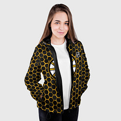 Куртка с капюшоном женская Бостон Брюинз - черные соты, цвет: 3D-черный — фото 2