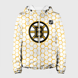 Куртка с капюшоном женская Бостон Брюинз - белые соты, цвет: 3D-белый