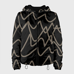 Куртка с капюшоном женская Кривые рукописные линии чёрно-коричневый, цвет: 3D-черный
