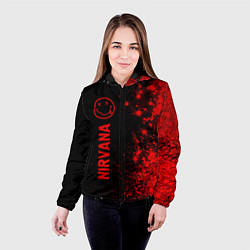 Куртка с капюшоном женская Nirvana - red gradient по-вертикали, цвет: 3D-черный — фото 2