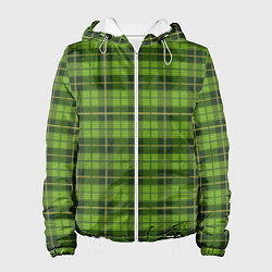 Куртка с капюшоном женская Зеленый тартан, цвет: 3D-белый