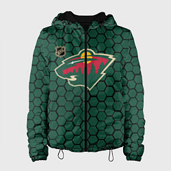 Куртка с капюшоном женская Миннесота Уайлд - зеленые соты, цвет: 3D-черный