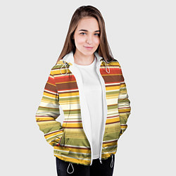 Куртка с капюшоном женская Горизонтальные полосы, цвет: 3D-белый — фото 2