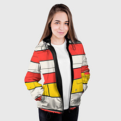 Куртка с капюшоном женская Красные полоски, цвет: 3D-черный — фото 2