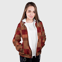 Куртка с капюшоном женская Бордовые пиксели, цвет: 3D-белый — фото 2