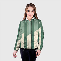 Куртка с капюшоном женская Зеленые полосы, цвет: 3D-белый — фото 2
