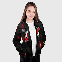 Куртка с капюшоном женская Нью Джерси Девилз - плиты с подсветкой, цвет: 3D-черный — фото 2