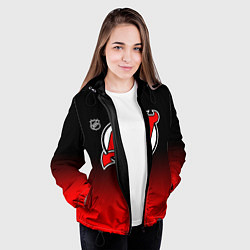 Куртка с капюшоном женская Нью Джерси Девилз - градиент, цвет: 3D-черный — фото 2