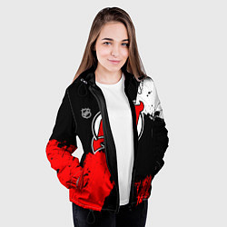 Куртка с капюшоном женская Нью Джерси Девилз - брызги краски, цвет: 3D-черный — фото 2