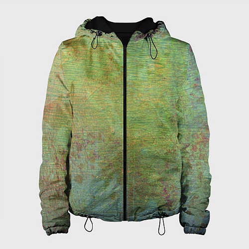 Женская куртка Абстракция - green oil stain / 3D-Черный – фото 1