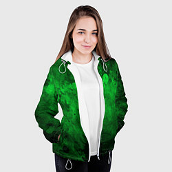 Куртка с капюшоном женская Абстракция - green acid stains, цвет: 3D-белый — фото 2