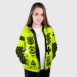 Куртка с капюшоном женская Кибер текстура - ядовитая, цвет: 3D-черный — фото 2