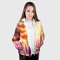 Куртка с капюшоном женская Поле цветочное, цвет: 3D-белый — фото 2