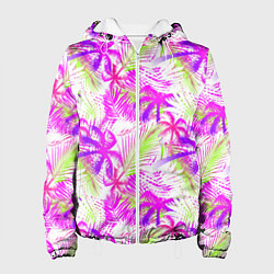 Куртка с капюшоном женская Palm tree pink, цвет: 3D-белый