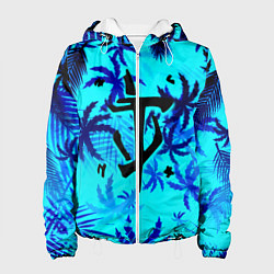 Куртка с капюшоном женская Doom неоновые тропики, цвет: 3D-белый