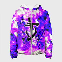 Куртка с капюшоном женская Doom неоновый огонь лого, цвет: 3D-белый