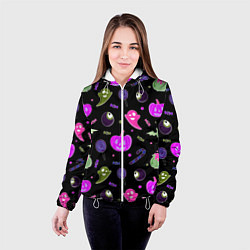 Куртка с капюшоном женская Halloween pink black pumpkin, цвет: 3D-белый — фото 2