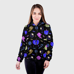 Куртка с капюшоном женская Halloween blue black pumpkin, цвет: 3D-черный — фото 2