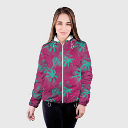 Куртка с капюшоном женская Palm pink light blue, цвет: 3D-белый — фото 2