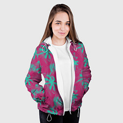 Куртка с капюшоном женская Palm pink light blue, цвет: 3D-белый — фото 2