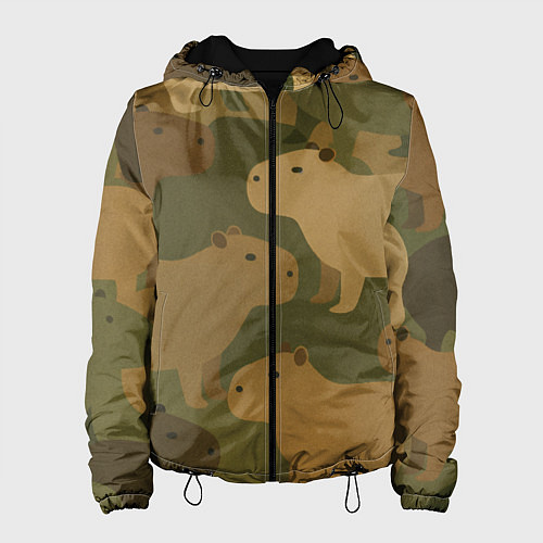 Женская куртка Капибара - камуфляж / 3D-Черный – фото 1