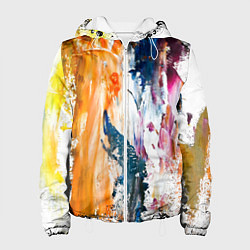 Куртка с капюшоном женская Разноцветные мазки кисти на палитре художника, цвет: 3D-белый