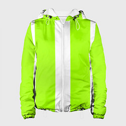 Куртка с капюшоном женская Color light green white stripes, цвет: 3D-белый