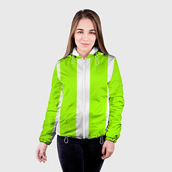 Куртка с капюшоном женская Color light green white stripes, цвет: 3D-белый — фото 2