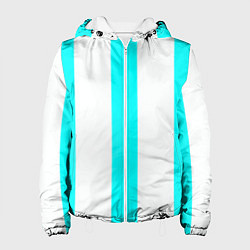 Куртка с капюшоном женская Color light blue white lines, цвет: 3D-белый