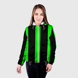 Куртка с капюшоном женская Color green black lines, цвет: 3D-белый — фото 2
