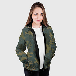 Куртка с капюшоном женская Подводный камуфляж из рыб, цвет: 3D-черный — фото 2