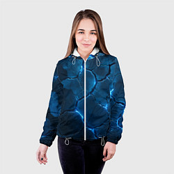 Куртка с капюшоном женская Неоновые плиты с камуфляжем, цвет: 3D-белый — фото 2