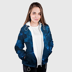 Куртка с капюшоном женская Неоновые плиты с камуфляжем, цвет: 3D-белый — фото 2