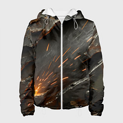 Куртка с капюшоном женская Искры метала под камуфляжем, цвет: 3D-белый